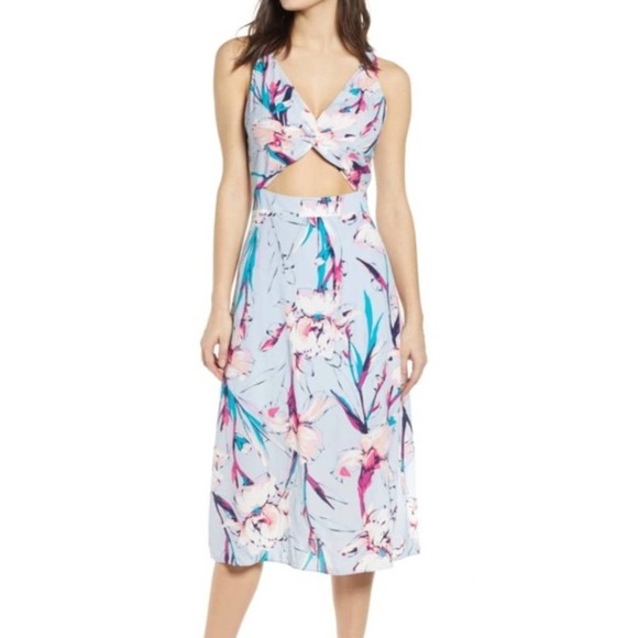 Leith Dresses & Skirts - NWT Leith Floral Twist Front Cutout Midi Dress XXS